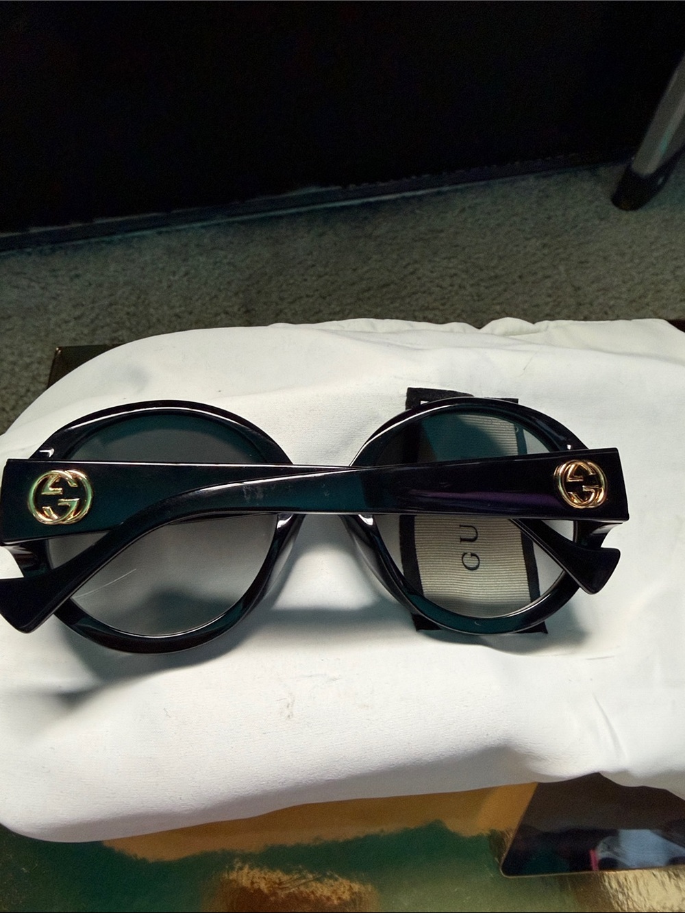 Gucci Women's Round Black Acetate Sunglasses - Picture 3 of 4